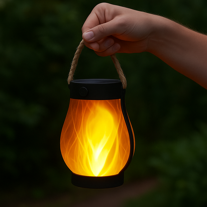 Outdoor Solar Lantern with Flickering Flame