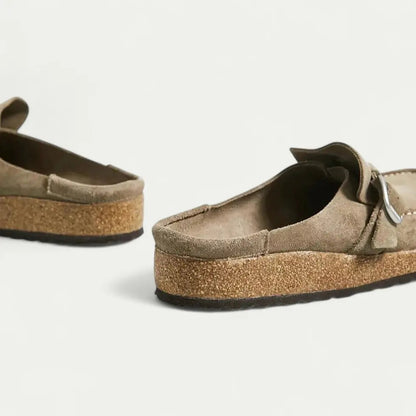 Women's Faux Suede Mules with Buckle