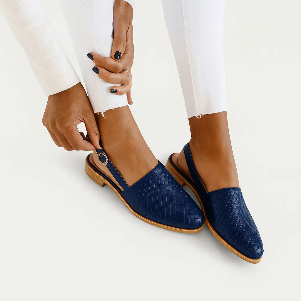 Woven Slingback Flats with Low Heel