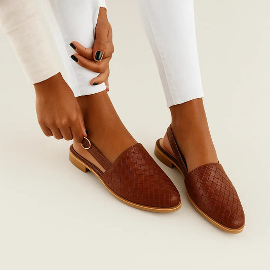 Woven Slingback Flats with Low Heel