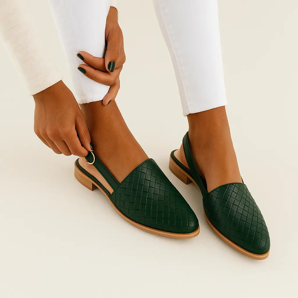 Woven Slingback Flats with Low Heel
