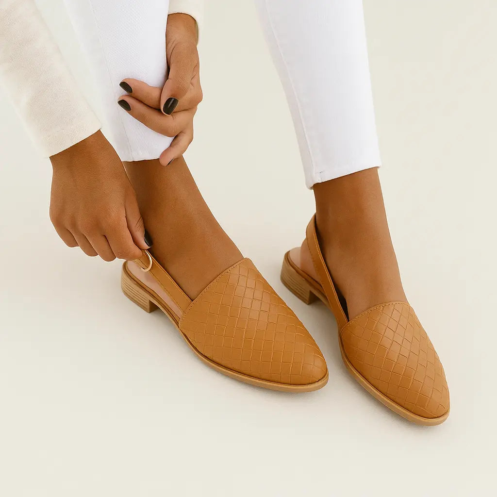 Woven Slingback Flats with Low Heel