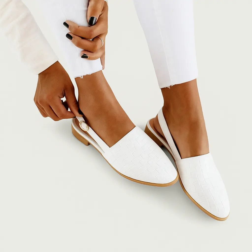 Woven Slingback Flats with Low Heel