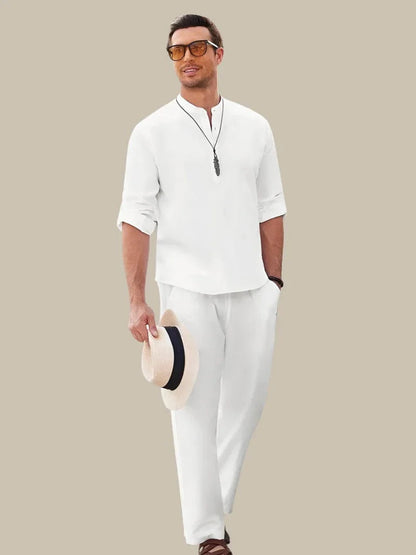 Men's Short Sleeve Shirt & Elastic Waist Shorts Set