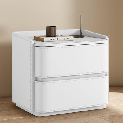 Contemporary Leather Wood Nightstand
