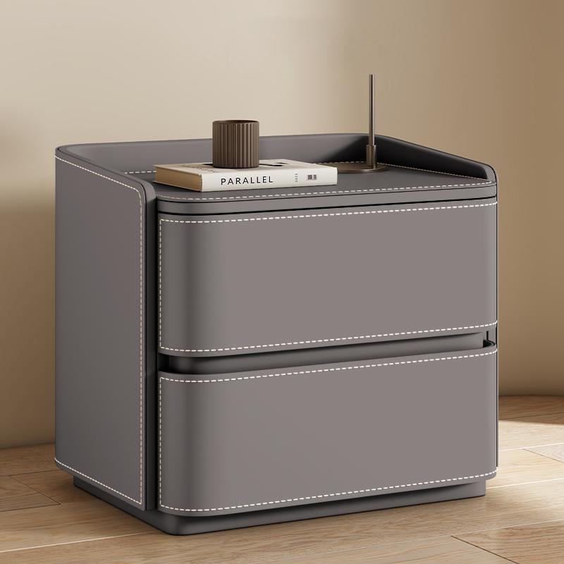 Contemporary Leather Wood Nightstand