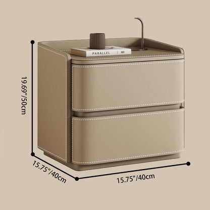 Contemporary Leather Wood Nightstand