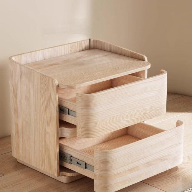 Contemporary Leather Wood Nightstand