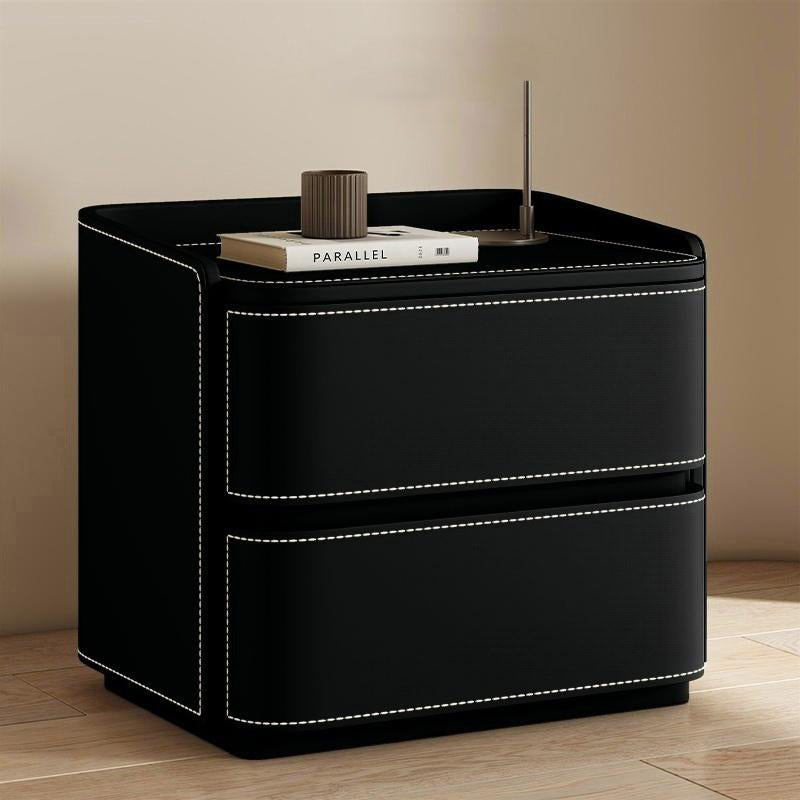 Contemporary Leather Wood Nightstand