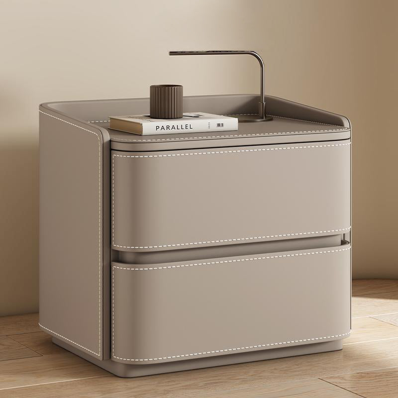 Contemporary Leather Wood Nightstand