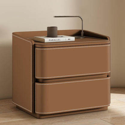 Contemporary Leather Wood Nightstand