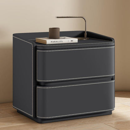 Contemporary Leather Wood Nightstand