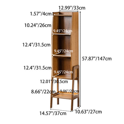 Traditional Japanese Square Bamboo Bookshelves 3/4/5 Tier For Living Room