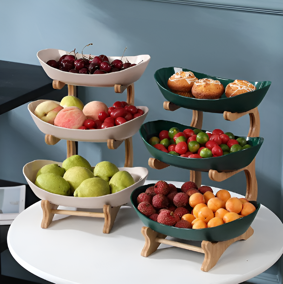 Multi-Tier Wooden Fruit Bowl