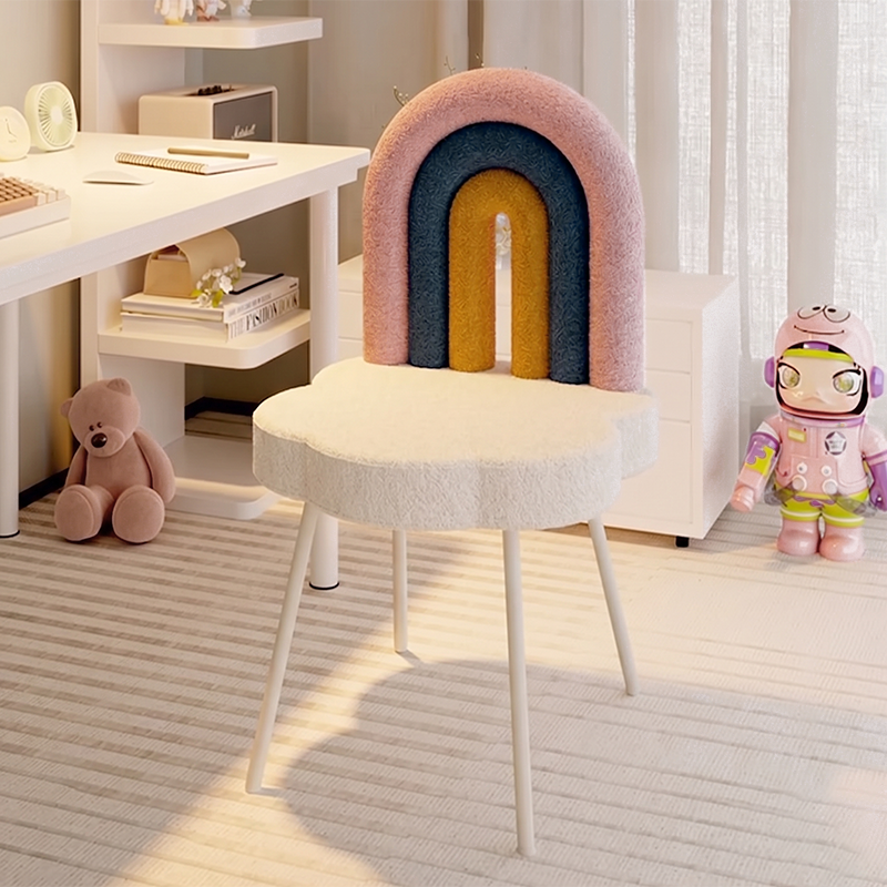 Contemporary Fabric Iron Vanity Stool