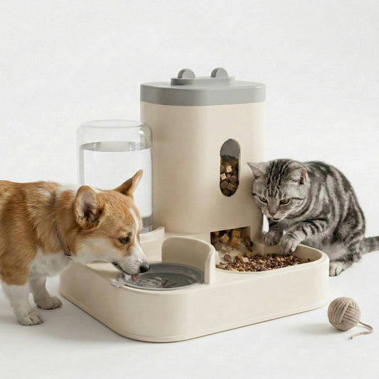 Automatic Cat Water Dispenser with Food Bowl
