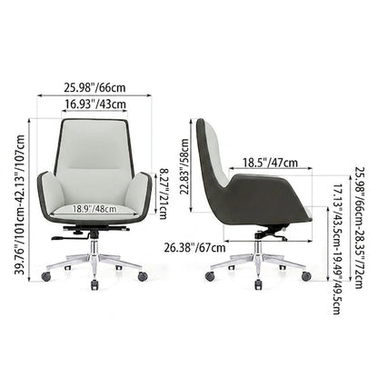 Mid-Back Leather Swivel Desk Chair
