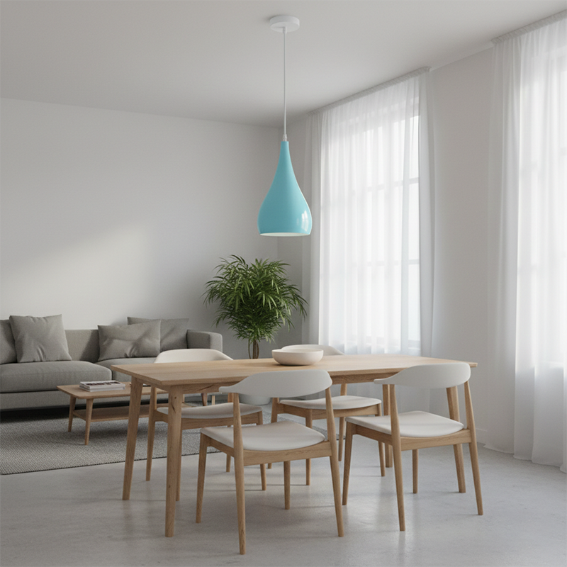 Contemporary Nordic Iron Wood Aluminum Gourd Water Drop 1-Light Pendant Light For Dining Room
