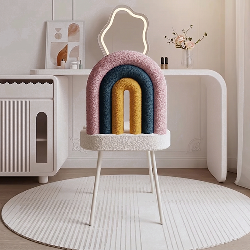 Contemporary Fabric Iron Vanity Stool