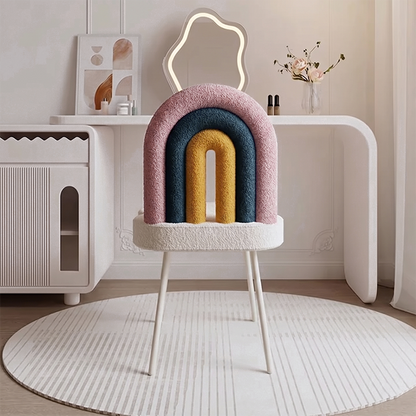 Contemporary Fabric Iron Vanity Stool