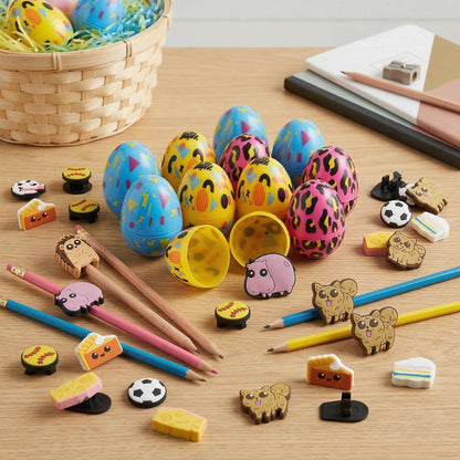 Easter Eggs with Pencil Charms, 24 Pc