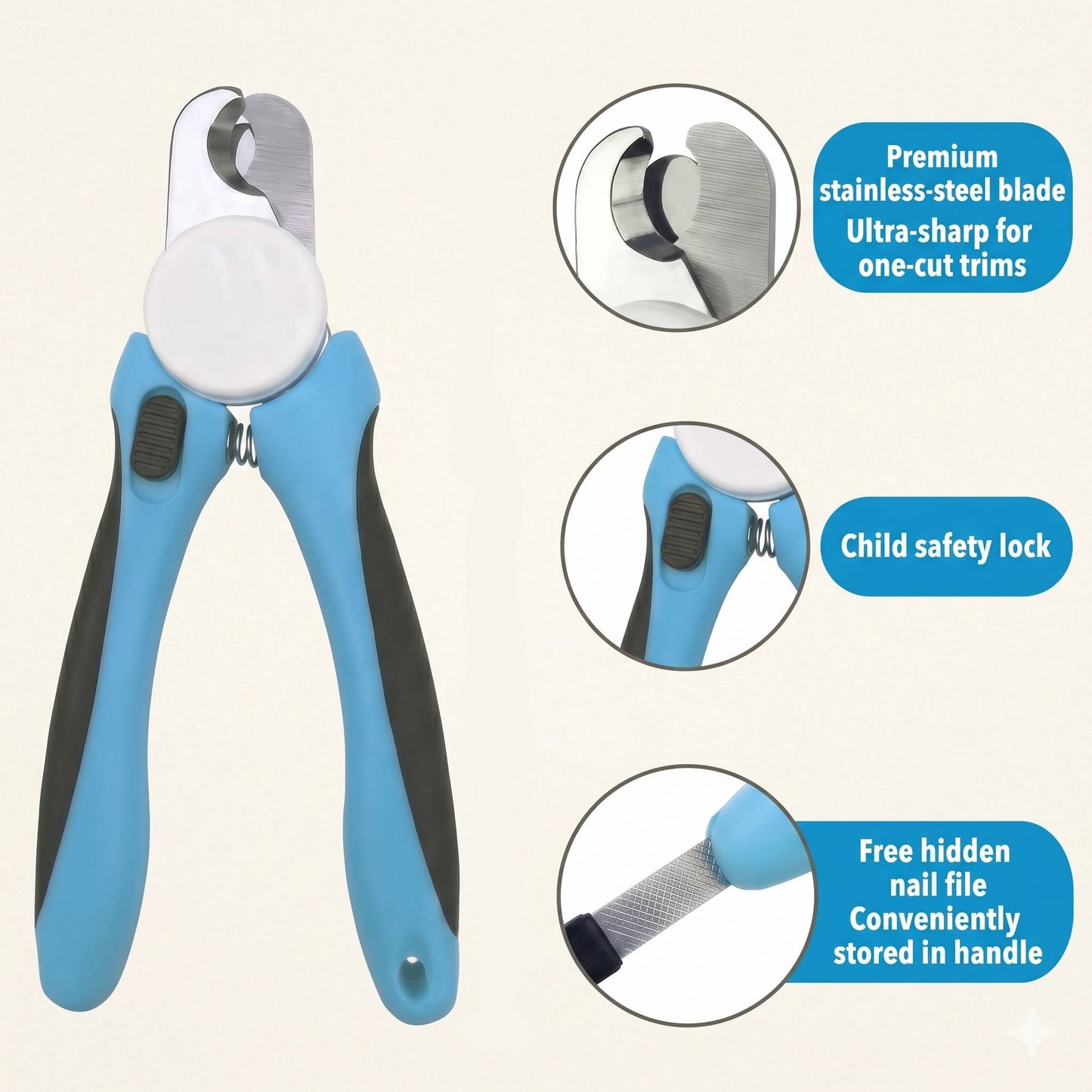 Pet Nail Clippers with Safety Guard & File