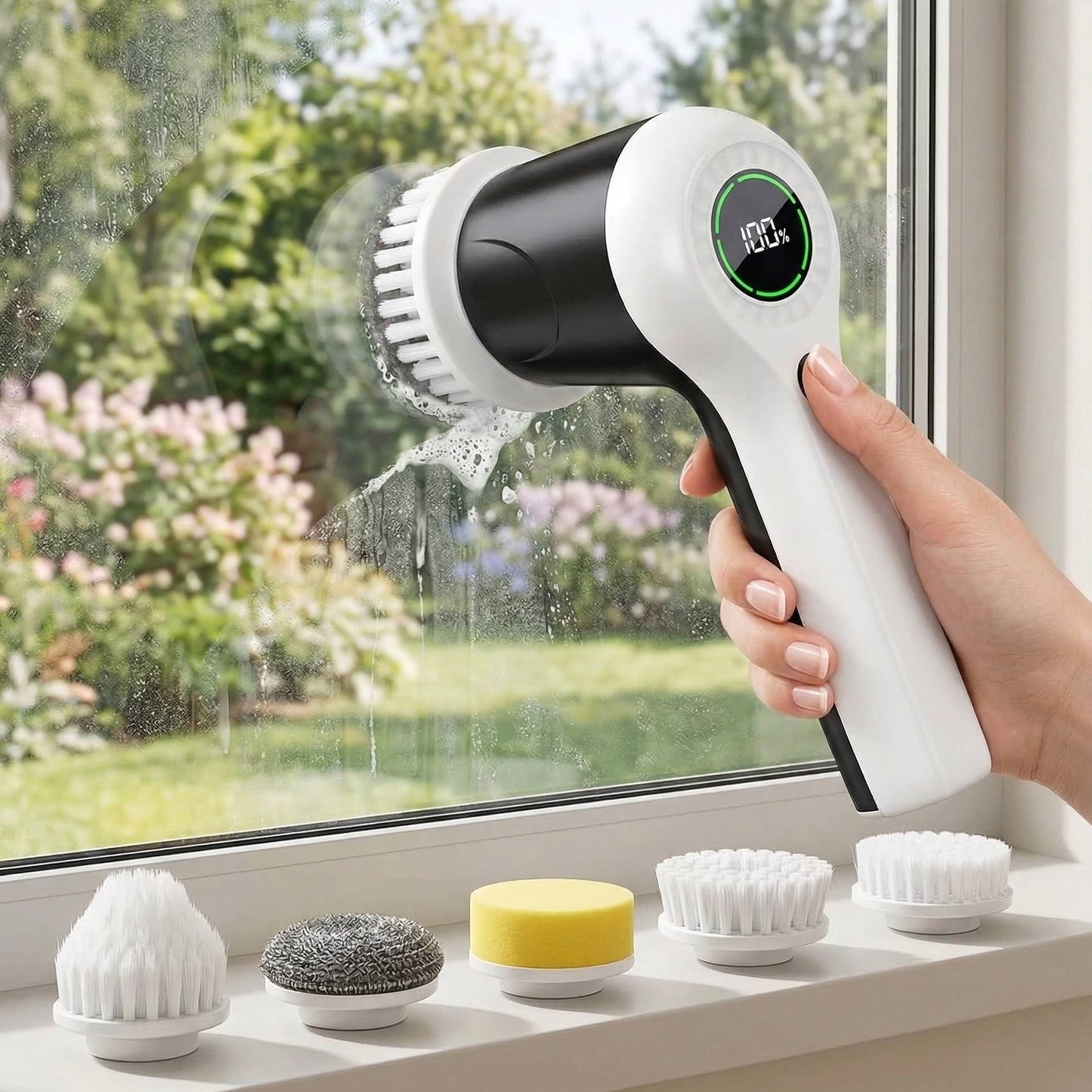 Cordless Electric Spin Scrubber, 6 Brush Heads