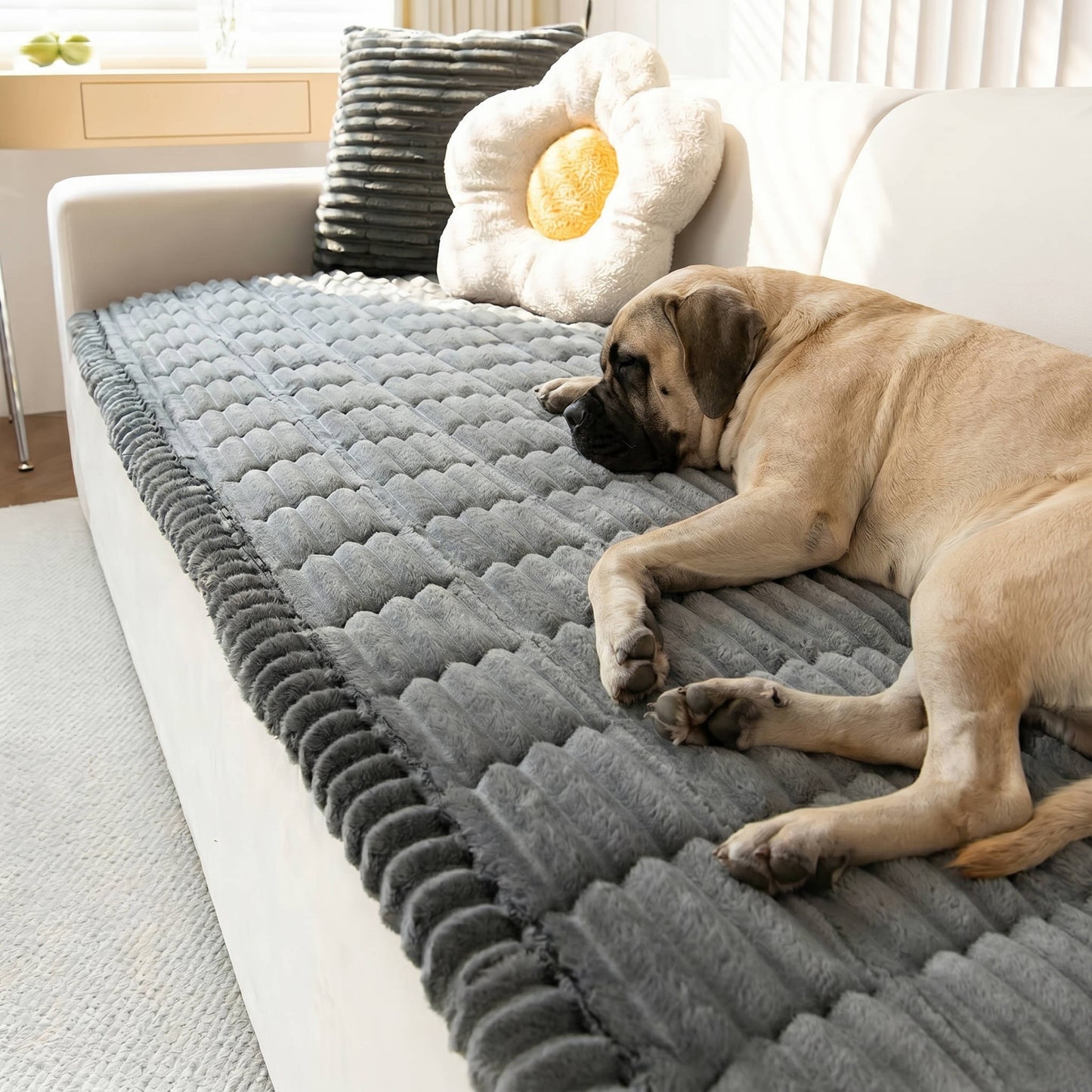 Non Slip Fuzzy Pet Couch Cover for 2-3 Cushions