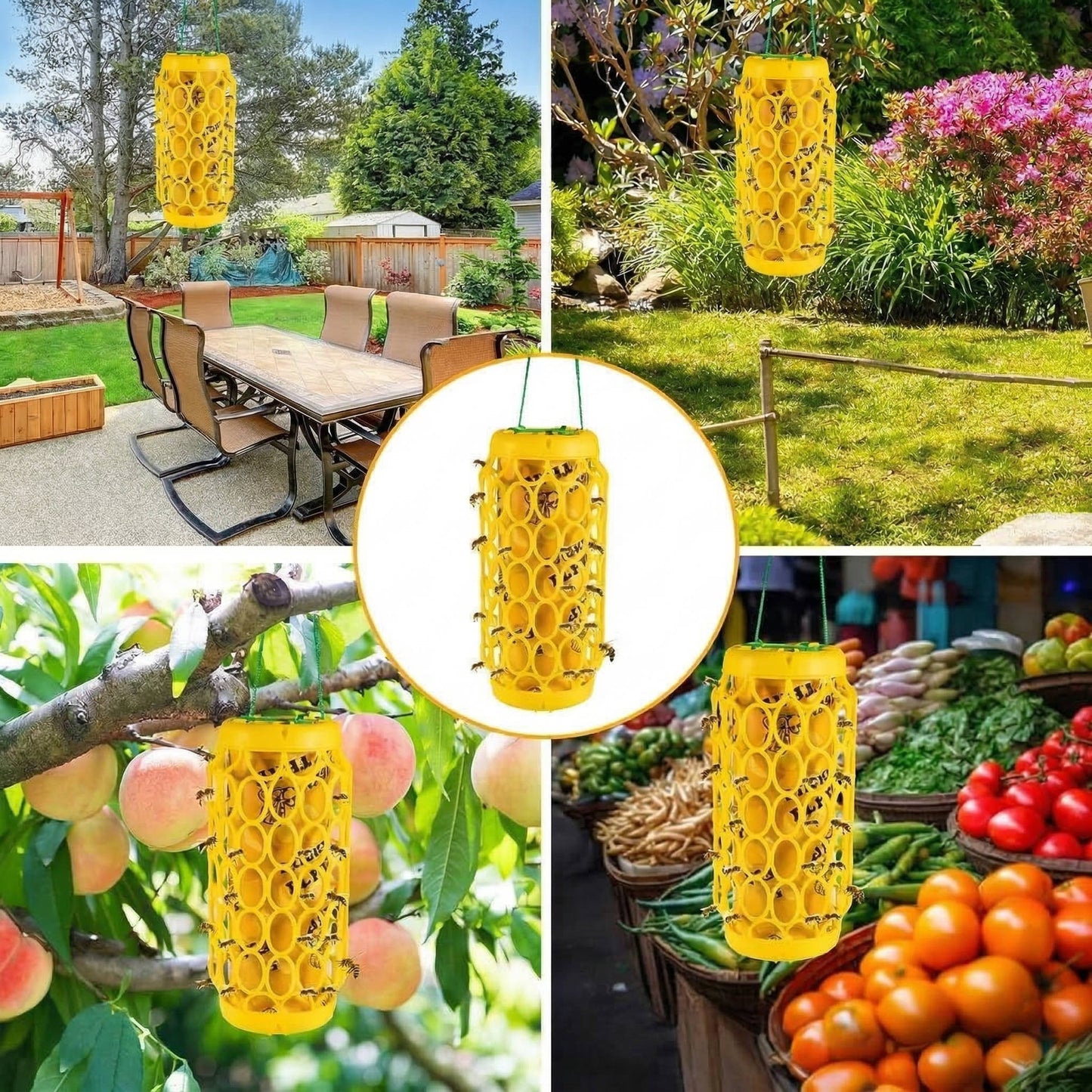 Outdoor Wasp Traps, 2 Pack Reusable Hanging