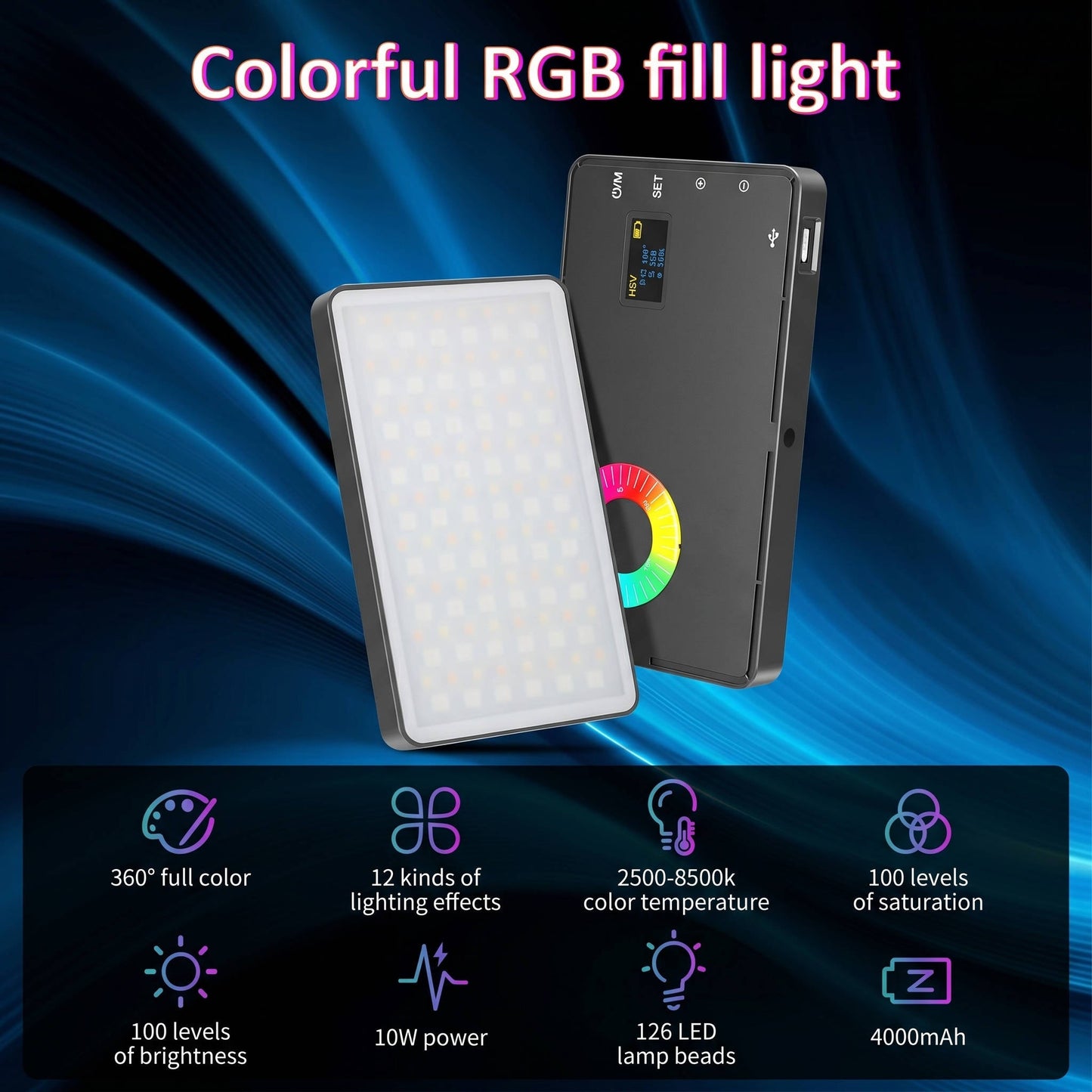 USB Rechargeable RGB Photography Light