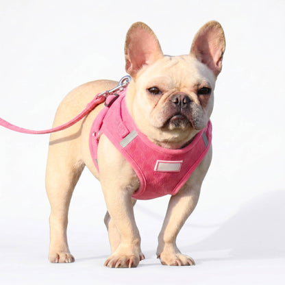 Reflective Corduroy Dog Harness & Leash Set