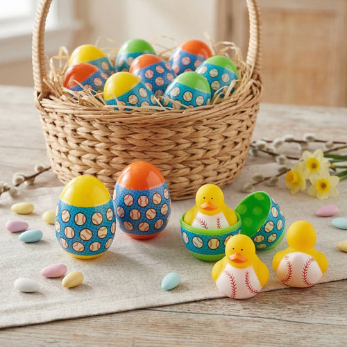 Baseball Duck Filled Easter Eggs, 12 Pc
