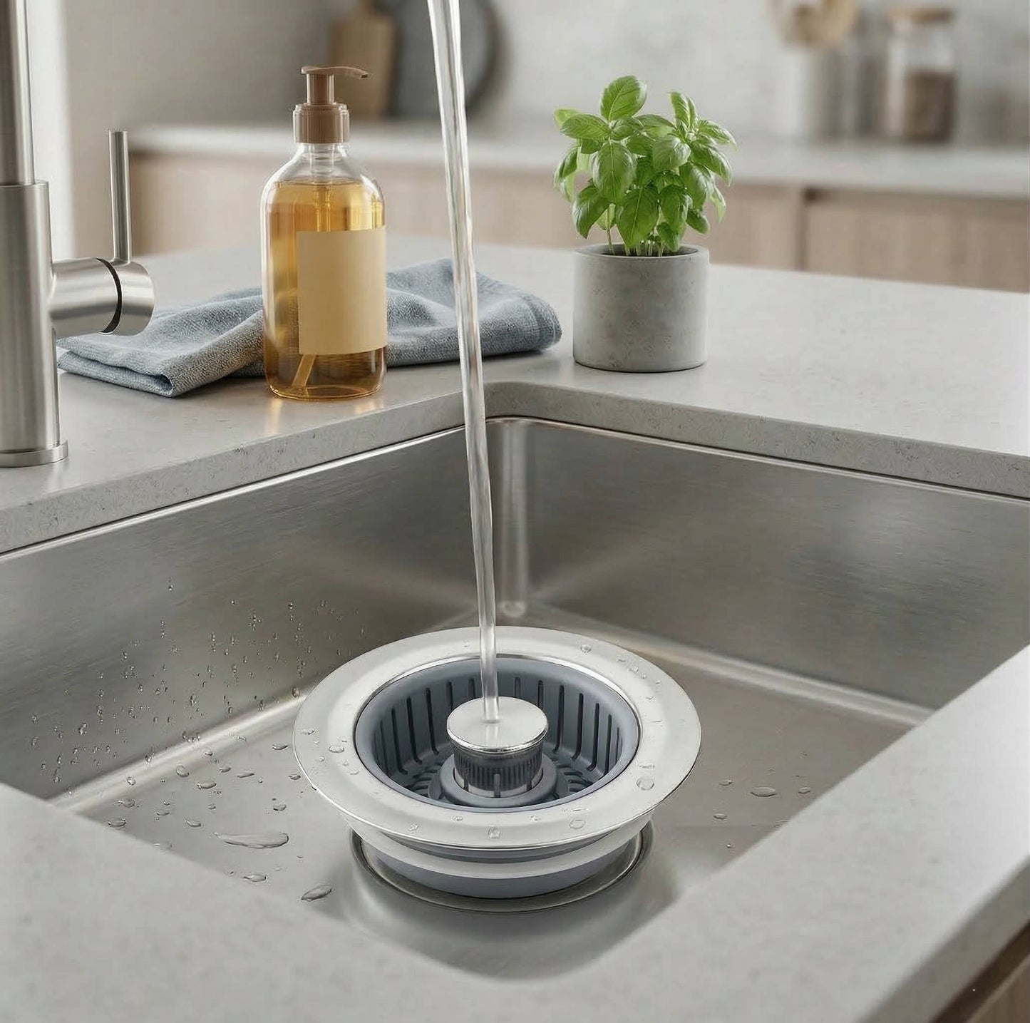 Sink Drain Strainer with Anti-Clogging Basket