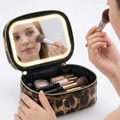 Travel Makeup Bag with LED Mirror