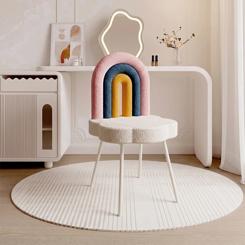 Contemporary Fabric Iron Vanity Stool