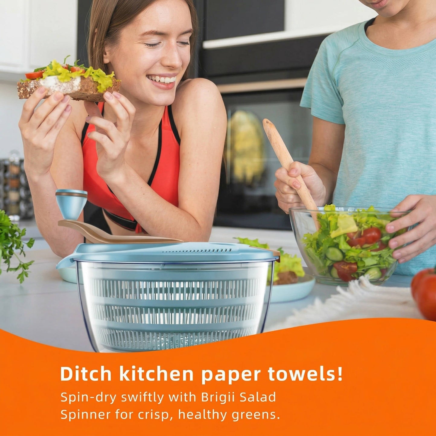 Salad Spinner, 4.24 Qt with Double Drainage