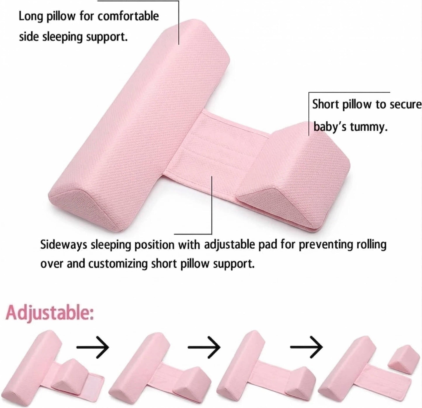 Anti-Roll Adjustable Baby Pillow