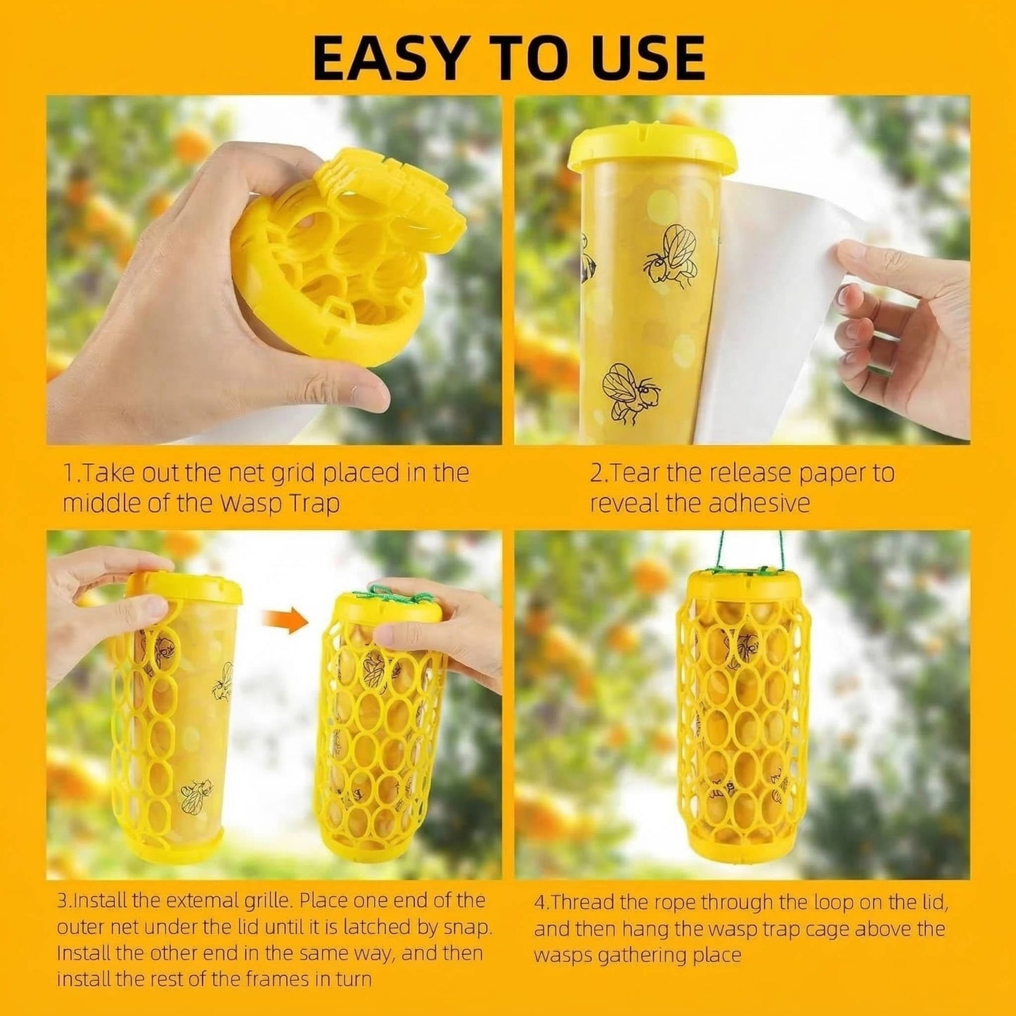 Outdoor Wasp Traps, 2 Pack Reusable Hanging