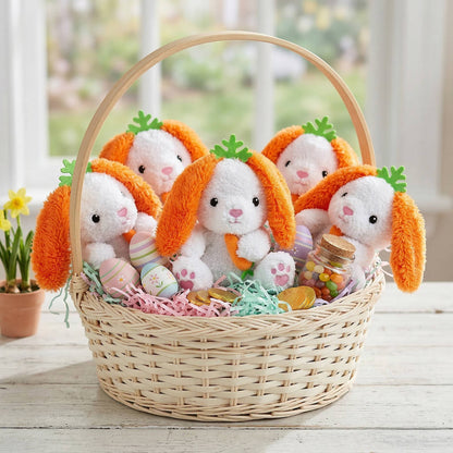 Plush Easter Bunny with Carrot Ears, 6 Pc