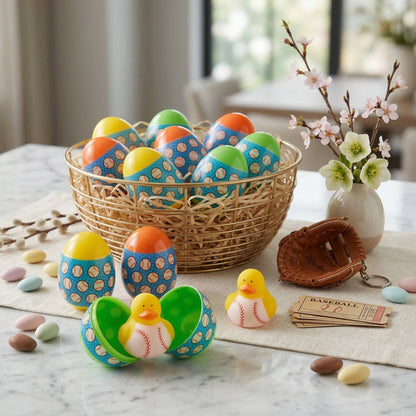 Baseball Duck Filled Easter Eggs, 12 Pc
