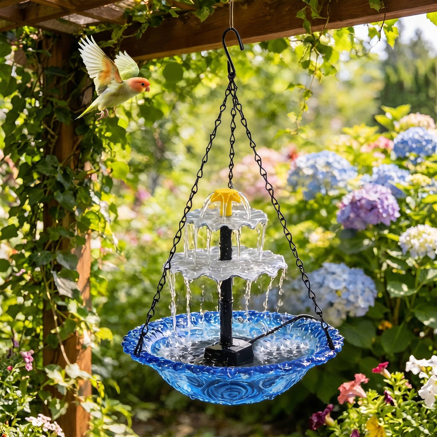Solar Powered Hanging Bird Bath Fountain