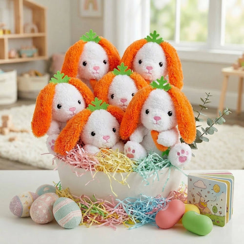 Plush Easter Bunny with Carrot Ears, 6 Pc