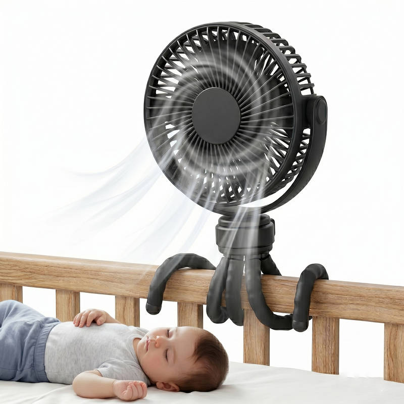 Portable Baby Stroller Fan, USB-C Rechargeable Clip