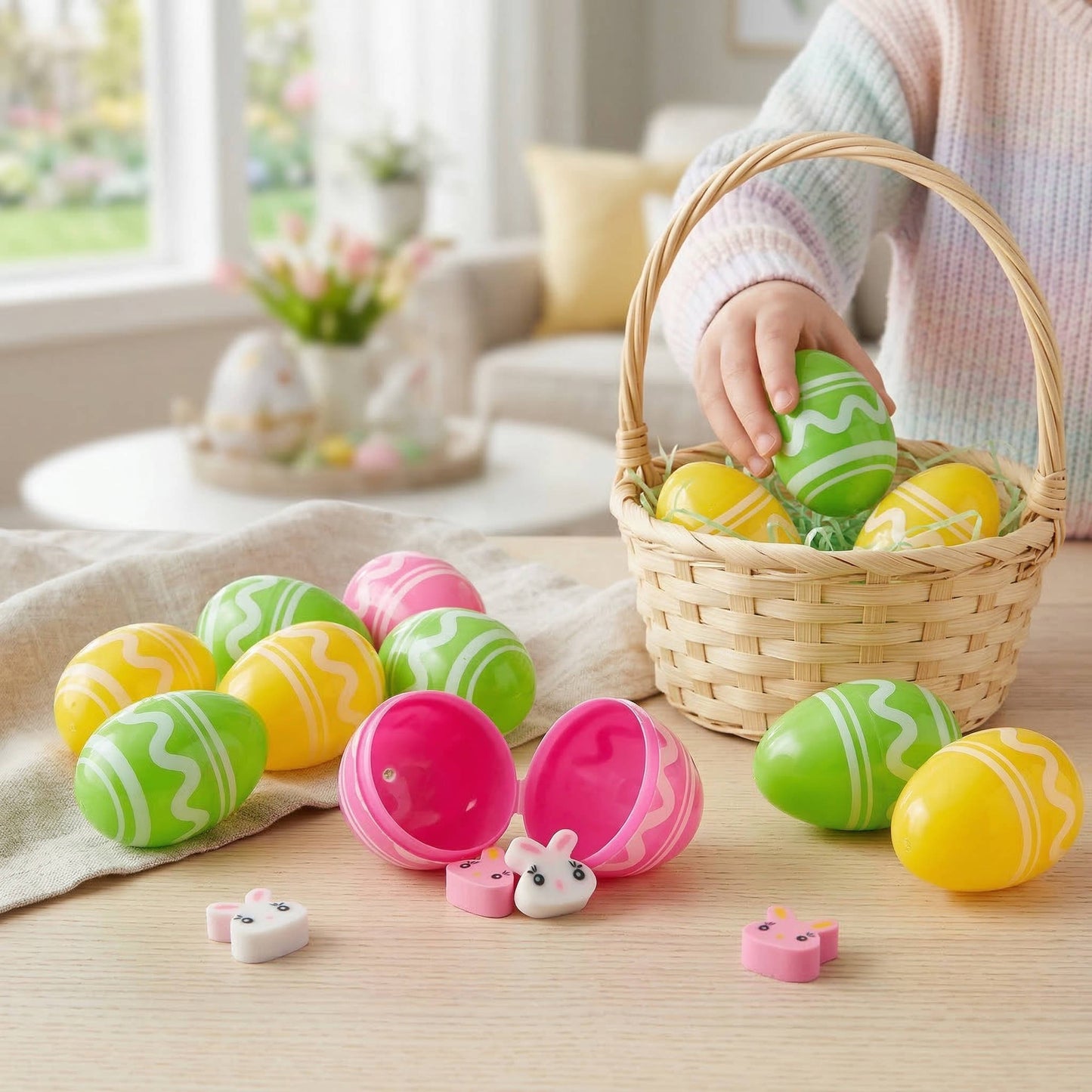 Mini Easter Eggs with Rubber Erasers, 48 Pc