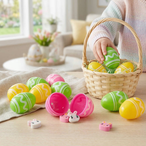 Mini Easter Eggs with Rubber Erasers, 48 Pc