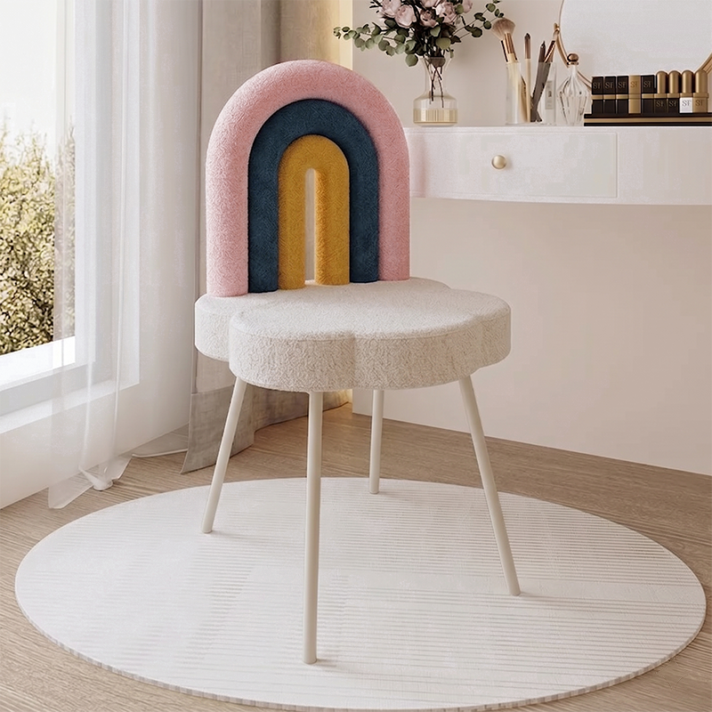 Contemporary Fabric Iron Vanity Stool