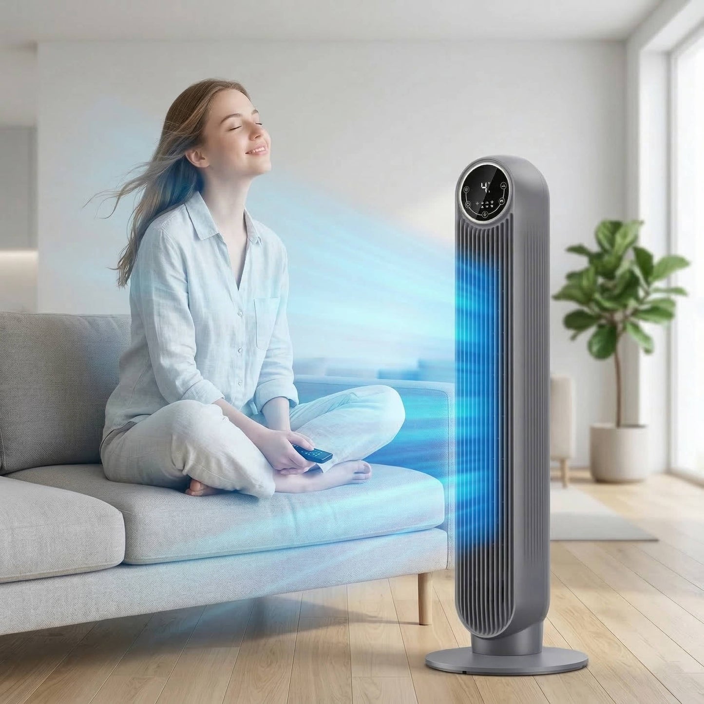 Portable AC Bladeless Air Cooler Tower Fan