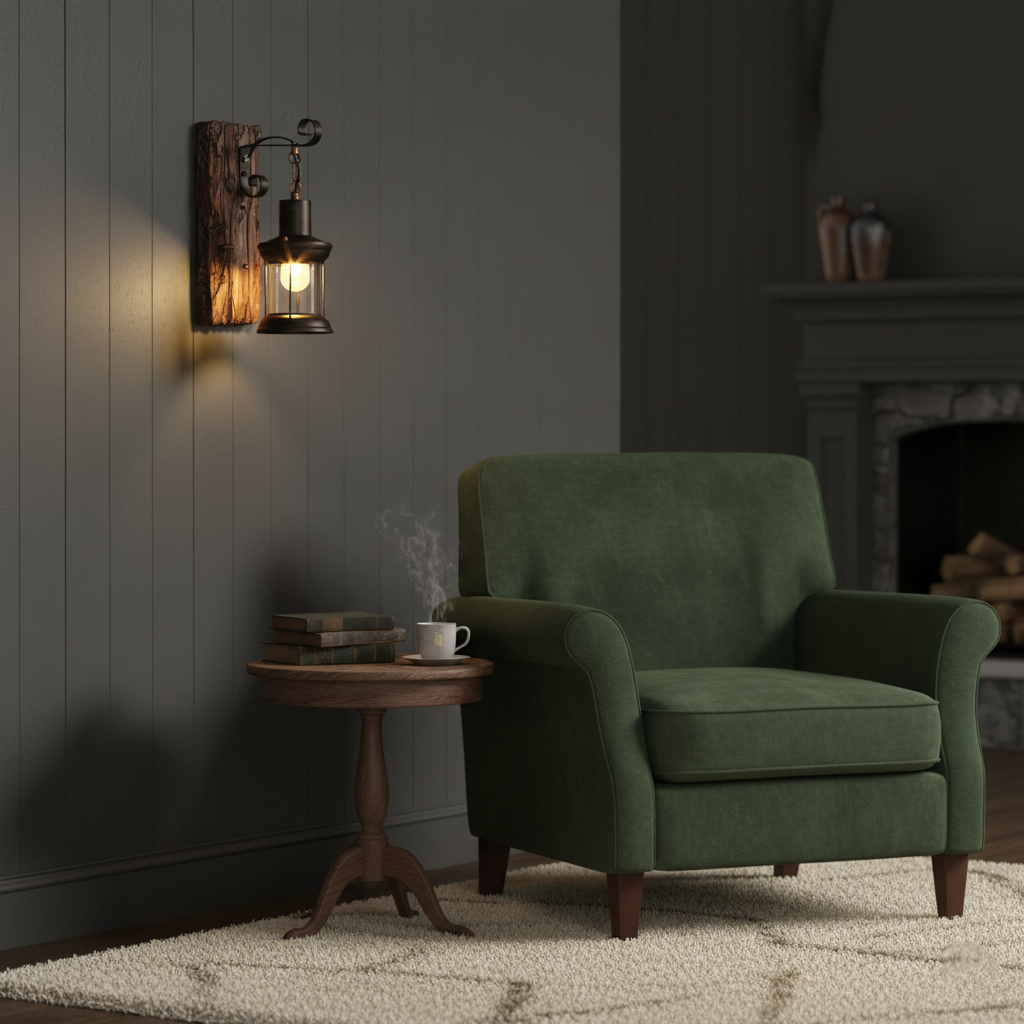 Cylinder Glass Iron Wooden Base 1-Light Wall Sconce Lamp