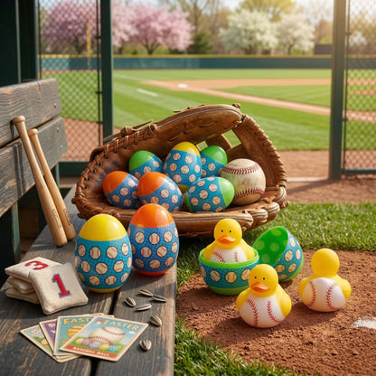 Baseball Duck Filled Easter Eggs, 12 Pc