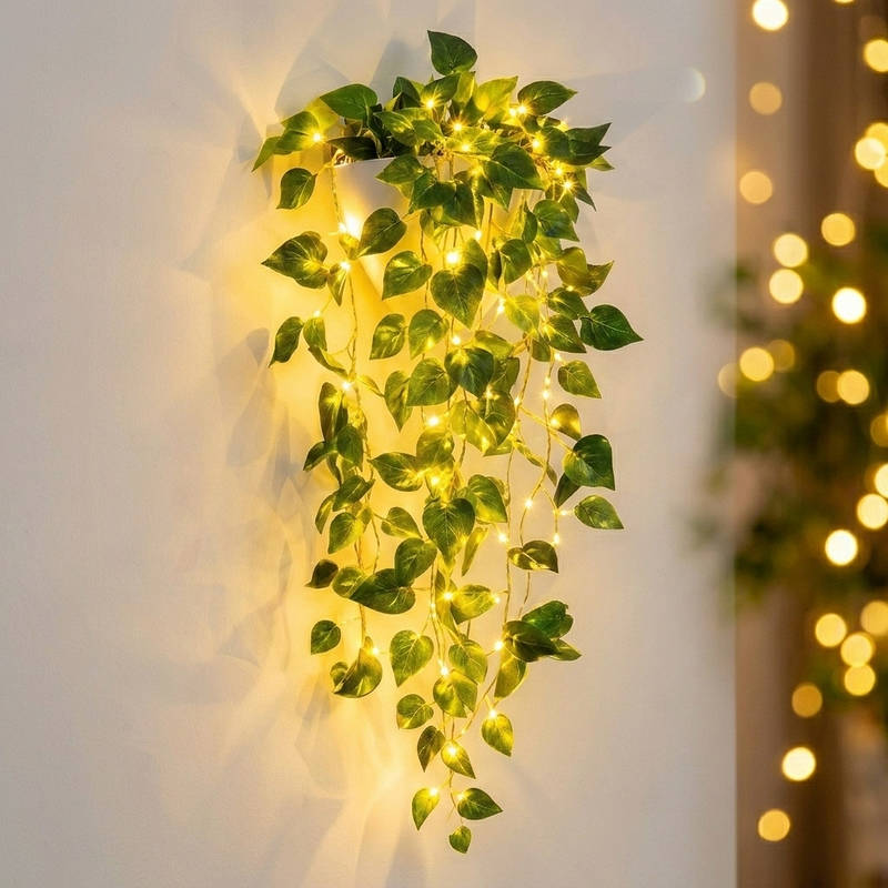 Artificial Hanging Vines with LED Lights, Faux Ivy